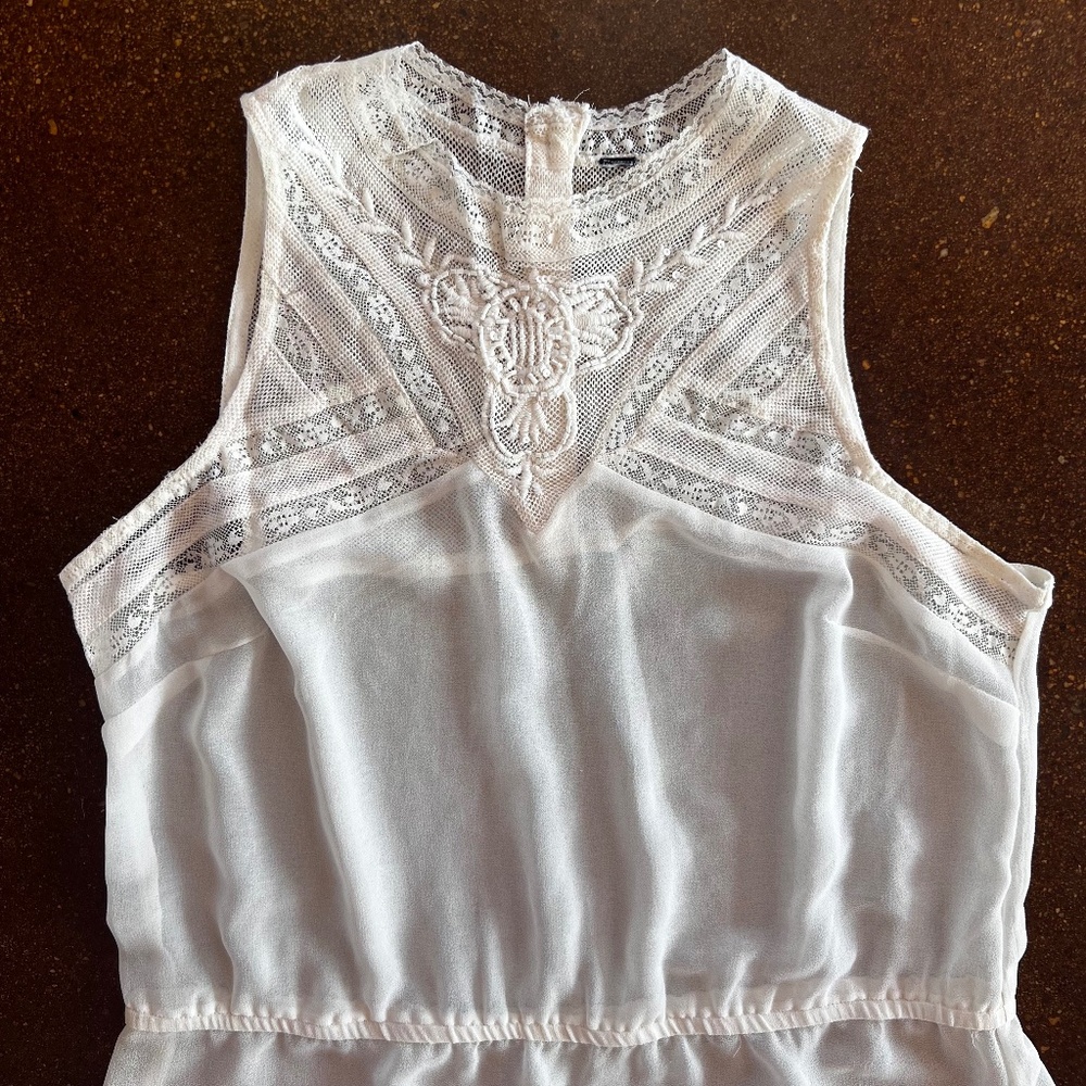Vintage embroidered and laced white overlay dress